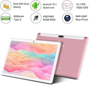 img 3 attached to 📱 10 Inch Android 10.0 Tablet with Keyboard - 4GB RAM + 64GB ROM, Quad Core, Google GMS Certified, IPS HD Display, 8MP Dual Camera, 8000mAh, WiFi (Rose Gold)