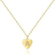 💍 14k cz paved initial heart necklace - small personalized letter pendant for a dainty gold necklace logo