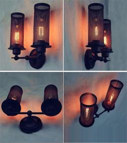 img 1 attached to 🕯️ ATC Mini Wire Net Vintage Wall Mounted Sconce: Cylindrical Black Iron Wall Lamp with Antique Industrial Charm, Adjustable 180° - E27 Bulb Base Fixture Wall Light