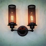 🕯️ atc mini wire net vintage wall mounted sconce: cylindrical black iron wall lamp with antique industrial charm, adjustable 180° - e27 bulb base fixture wall light логотип