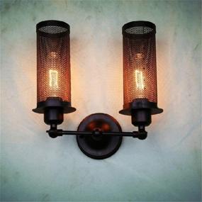 img 4 attached to 🕯️ ATC Mini Wire Net Vintage Wall Mounted Sconce: Cylindrical Black Iron Wall Lamp with Antique Industrial Charm, Adjustable 180° - E27 Bulb Base Fixture Wall Light