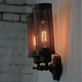 img 2 attached to 🕯️ ATC Mini Wire Net Vintage Wall Mounted Sconce: Cylindrical Black Iron Wall Lamp with Antique Industrial Charm, Adjustable 180° - E27 Bulb Base Fixture Wall Light