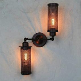 img 3 attached to 🕯️ ATC Mini Wire Net Vintage Wall Mounted Sconce: Cylindrical Black Iron Wall Lamp with Antique Industrial Charm, Adjustable 180° - E27 Bulb Base Fixture Wall Light