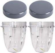 🍹 2-pack blender cups replacement for nutribullet blender 18oz cup - flip top to go lid - compatible with 600w 900w blender juicer - nutribullet compatible logo