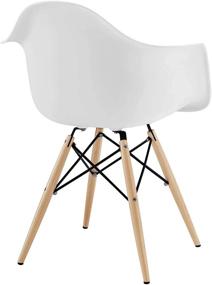 img 1 attached to Modway Pyramid Mid-Century Modern White Arm Chair 🪑 with Natural Wood Legs for Kitchen and Dining Room