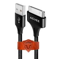 agvee [3 pack 3ft 6ft 10ft] 30 pin charger cable for iphone 4/4s, ipad 1/2/3, ipod - heavy duty nylon braided cord with fast charging & data sync - slim metal shell - long & durable - black + leather ties logo