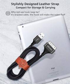 img 3 attached to AGVEE [3 Pack 3ft 6ft 10ft] 30 Pin Charger Cable for iPhone 4/4S, iPad 1/2/3, iPod - Heavy Duty Nylon Braided Cord with Fast Charging & Data Sync - Slim Metal Shell - Long & Durable - Black + Leather Ties