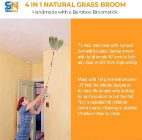 img 1 attached to 🧹 SN SKENNOVA 4 in 1 Natural Grass Broom Set: Traditional Thai Handmade Broom for Efficient Sweeping - Ideal for Kitchen & Asian Décor (24", 34", 44", 58")