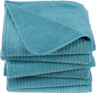 polyte premium microfiber all-purpose ribbed terry kitchen towel set, pack of 6 (teal, 16x28 inches) logo