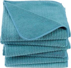 img 4 attached to Polyte Premium Microfiber All-Purpose Ribbed Terry Kitchen Towel Set, Pack of 6 (Teal, 16x28 inches)