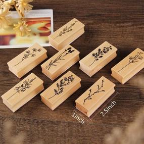 img 2 attached to 🌺 Haploon Vintage Lotus Series Wooden Rubber Stamps Set - Crafting with Decorative Flower Wood Mounted Rubber Seal Stamps for DIY, Scrapbooking, and Diary