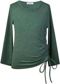 img 4 attached to 👚 Stylish Girls Sleeve Shirt Drawstring Blouse for Trendy Tops, Tees & Blouses