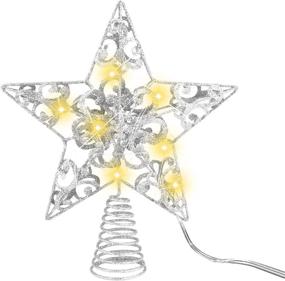 img 4 attached to 🎄 MCEAST Glittered Christmas Tree Topper: 10-inch Silver LED Star Treetop for Indoor/Outdoor Tree Decoration