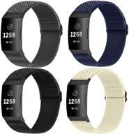 👌 vodtian elastic nylon watch band - perfect fit for fitbit charge 4/3/se - adjustable braided solo loop sport straps for women & men logo