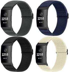 img 4 attached to 👌 Vodtian Elastic Nylon Watch Band - Perfect Fit for Fitbit Charge 4/3/SE - Adjustable Braided Solo Loop Sport Straps for Women & Men