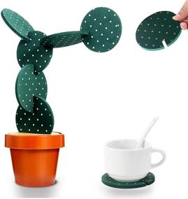 img 4 attached to Coasters Cactus Drinks Flowerpot Novelty