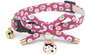 img 4 attached to Purrfectly Stylish PetSoKoo Bowknot Cat Collar with Bell: Japan's Colorful Polka Dots & Lucky Cat Charm for Safe & Soft Feline Fashion