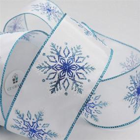 img 3 attached to CT CRAFT LLC Satin Snowflake Christmas Wired Ribbon - White with Royal Blue, 2.5” x 10 Yards - Ideal for Home Decor, Gift Wrapping, and DIY Crafts