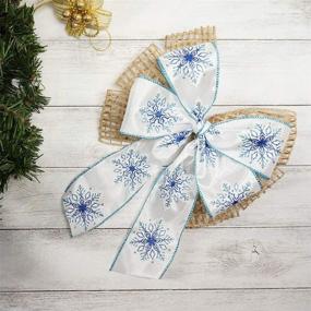 img 2 attached to CT CRAFT LLC Satin Snowflake Christmas Wired Ribbon - White with Royal Blue, 2.5” x 10 Yards - Ideal for Home Decor, Gift Wrapping, and DIY Crafts