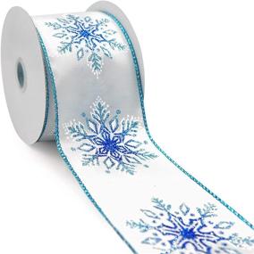 img 4 attached to CT CRAFT LLC Satin Snowflake Christmas Wired Ribbon - White with Royal Blue, 2.5” x 10 Yards - Ideal for Home Decor, Gift Wrapping, and DIY Crafts