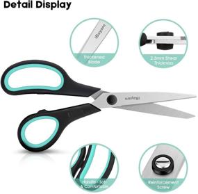 img 1 attached to iBayam 8-Inch Multipurpose Scissors Bulk 3-Pack, Ultra Sharp Blade Shears for Office, Home, School Sewing, Fabric Craft Supplies - Comfort-Grip Handles, Sturdy Scissors for Right/Left Hand