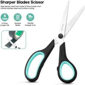 img 2 attached to iBayam 8-Inch Multipurpose Scissors Bulk 3-Pack, Ultra Sharp Blade Shears for Office, Home, School Sewing, Fabric Craft Supplies - Comfort-Grip Handles, Sturdy Scissors for Right/Left Hand