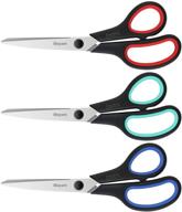 ibayam 8-inch multipurpose scissors bulk 3-pack, ultra sharp blade shears for office, home, school sewing, fabric craft supplies - comfort-grip handles, sturdy scissors for right/left hand logo