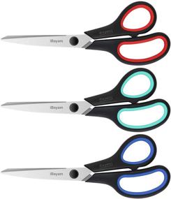 img 4 attached to iBayam 8-Inch Multipurpose Scissors Bulk 3-Pack, Ultra Sharp Blade Shears for Office, Home, School Sewing, Fabric Craft Supplies - Comfort-Grip Handles, Sturdy Scissors for Right/Left Hand