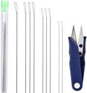 🧵 set of 9 collapsible eye twisted beading needles with scissors & needle bottle by y-axis logo
