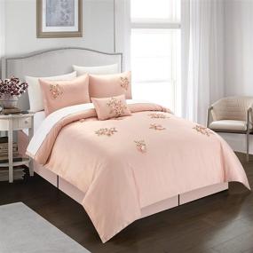 img 3 attached to 👑 Queen Size Pink Chic Home Rosetta 5-Piece Comforter Set