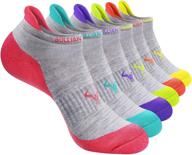 6 pairs of women's athletic socks: bulliant running socks with heel tab and full cushioning logo