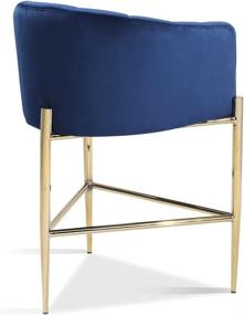 img 1 attached to 🪑 Iconic Home Cyrene Counter Stool Chair Navy Velvet Upholstered Shelter Arm Shell Design 3 Legged Gold Tone Solid Metal Base - Modern Contemporary Styling