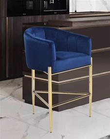 img 4 attached to 🪑 Iconic Home Cyrene Counter Stool Chair Navy Velvet Upholstered Shelter Arm Shell Design 3 Legged Gold Tone Solid Metal Base - Modern Contemporary Styling