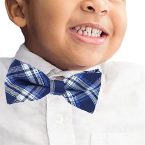 img 2 attached to 👦 Adorable Boys Blue Pre-Tied Bowtie: Striped Design for 1-10 years