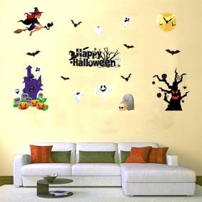 img 1 attached to 🎃 Honch Halloween Window Clings - Spooky Pumpkin, Bat, Ghost Static Stickers for Glass Windows (D) - Perfect Halloween Window Decorations!