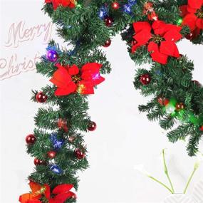 img 2 attached to 🎄 9ft Christmas Garland with LED Lights: Greenery, Flowers, Berries, Ball Ornaments – Battery Operated, Warm White 30 LEDs – Indoor/Outdoor Decorations