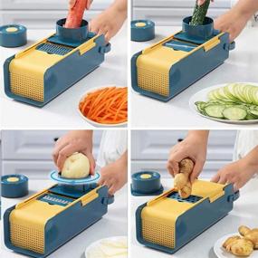 img 2 attached to 🥔 7-in-1 Mandoline Vegetable Slicer Cutter, Grater, and Shredder - Ideal for Potatoes, Vegetables, and Garlic Mincing