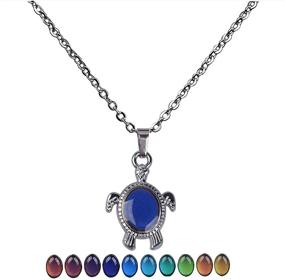 img 3 attached to 🐢 Color Changing Mood Necklace Set with Temperature Sensing Technology - Turtle Butterfly Love Heart Pendants for Emotion Control and Romantic Vibes - Stainless Steel Chain Jewelry (3pcs)