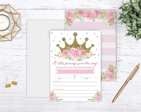 img 3 attached to Princess Baby Shower Invitations Bundle – Includes Book Request, Diaper Raffle Card, Pink Baby Sprinkle – Set of 20 Fill-in Invites with Envelopes