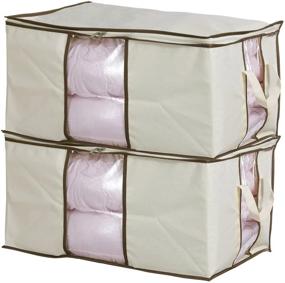 img 4 attached to 🧺 MISSLO Jumbo Zippered Storage Bags - Ideal for King Comforter, Clothes, and Blanket Organization. Heavy-Duty Fabric Space Saver Solution.