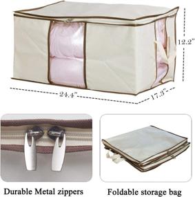 img 1 attached to 🧺 MISSLO Jumbo Zippered Storage Bags - Ideal for King Comforter, Clothes, and Blanket Organization. Heavy-Duty Fabric Space Saver Solution.