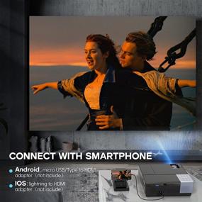 img 2 attached to 📽️ High-Brightness Home Video Projector BOSNAS 8500 Lux, Full HD 1920×1080P Resolution, Supports 300&#34; Screen with Hi-Fi Speakers and 4-D Keystone Correction. Compatible with TV Stick, Phone, Laptop, DVD Player, PS4.