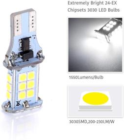 img 2 attached to 💡 LUYED 2 X 1550 Lumens Super Bright Error Free 360-Degree Shine LED Bulbs 921 912 W16W 3030 24-EX Chipsets Used For Backup Reverse Lights, Xenon White