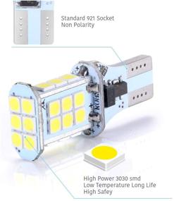 img 3 attached to 💡 LUYED 2 X 1550 Lumens Super Bright Error Free 360-Degree Shine LED Bulbs 921 912 W16W 3030 24-EX Chipsets Used For Backup Reverse Lights, Xenon White