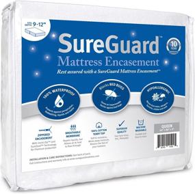 img 4 attached to 🛏️ SureGuard Queen Mattress Encasement (9-12 in. Deep) - 100% Waterproof, Bed Bug Proof, Premium Zippered Six-Sided Cover