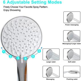 img 3 attached to 🚿 Powerful Handheld Shower Head with 6 Settings, Built-in Power Wash for Tub, Tile & Pets, 60-inch Stainless Steel Hose, Adjustable Bracket