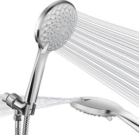 img 4 attached to 🚿 Powerful Handheld Shower Head with 6 Settings, Built-in Power Wash for Tub, Tile & Pets, 60-inch Stainless Steel Hose, Adjustable Bracket