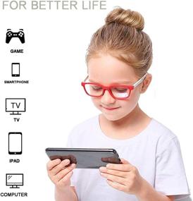 img 3 attached to 👓 AHXL Kids Blue Light Blocking Glasses 2-Pack - Anti Eyestrain & UV Protection for Boys & Girls (Ages 3-9) - Ideal for Gaming, Computer, TV, and Phone Use (Black+Transparent Blue)