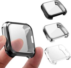 img 4 attached to Pack of 3 Fitbit Versa Screen Protectors - GHIJKL Ultra Slim Soft Full Coverage Case for Fitbit Versa