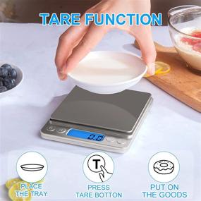 img 1 attached to 🎯 Yoncon Small Digital Food Scale 3000g/0.1g: High Precision for Baking, Soap Making, Jewelry - Ounce/OZ & Gram Scale, 9 Units, Tare Function, Includes 2 Trays and Batteries - Easy to Store